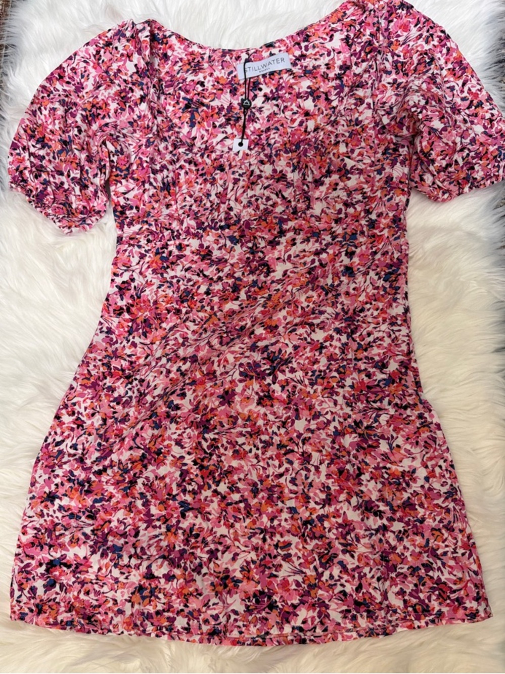 NWT Stillwater Pink Floral Short Sleeve Mini Dress